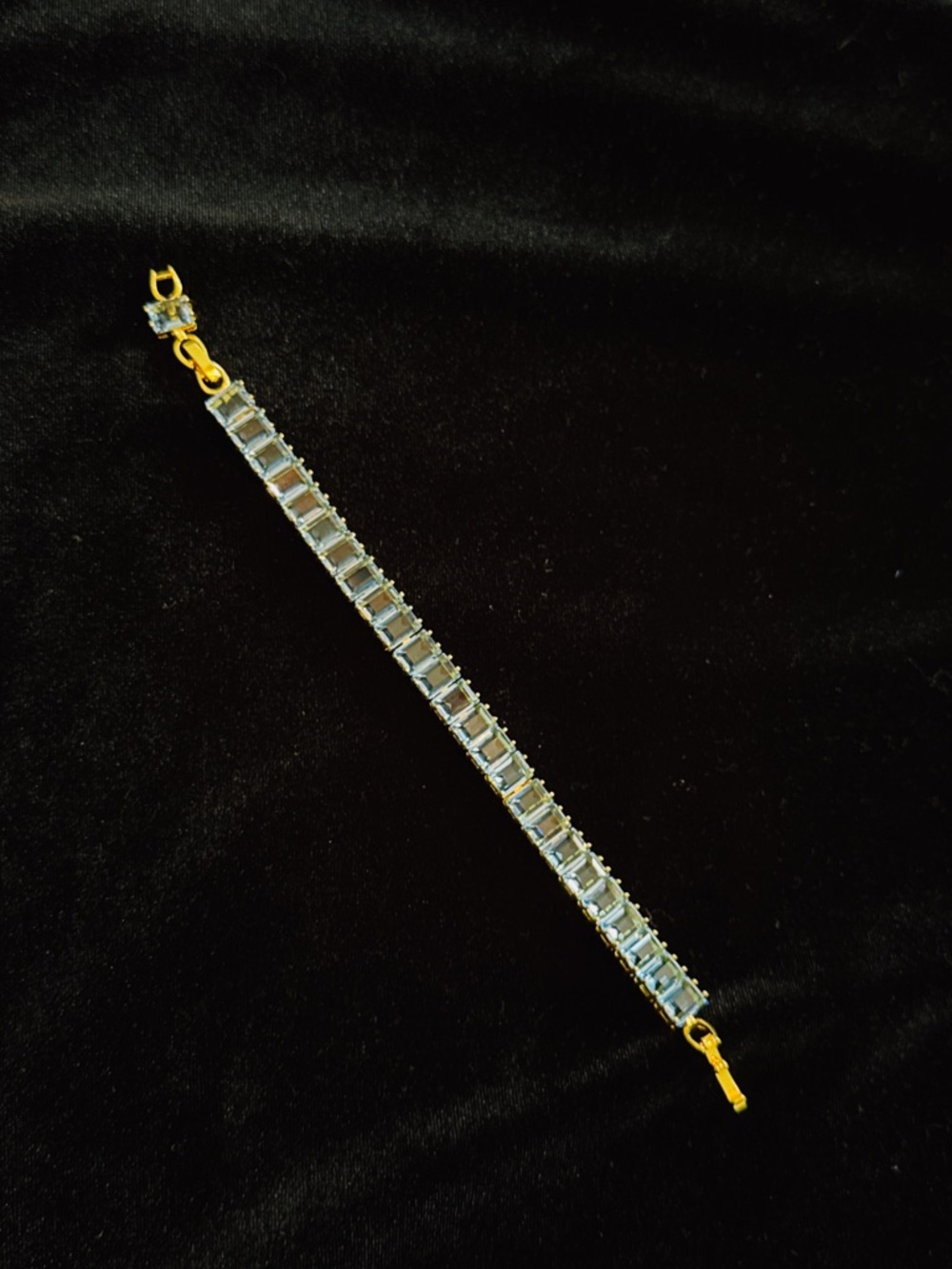 Gold-Plated Blue Crystal Tennis Bracelet - Women Jewelry